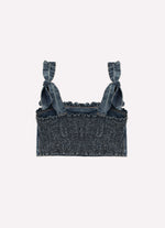 Blusa Cropped Jeans Fino Babadinho Cristal