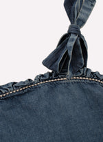 Blusa Cropped Jeans Fino Babadinho Cristal