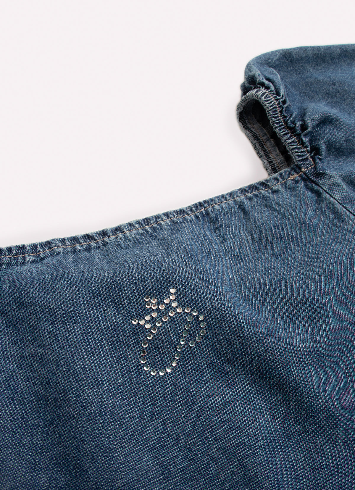 Blusa Cropped Jeans Fino Cristal Mangas
