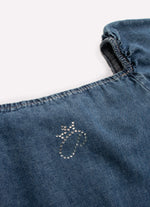 Blusa Cropped Jeans Fino Cristal Mangas