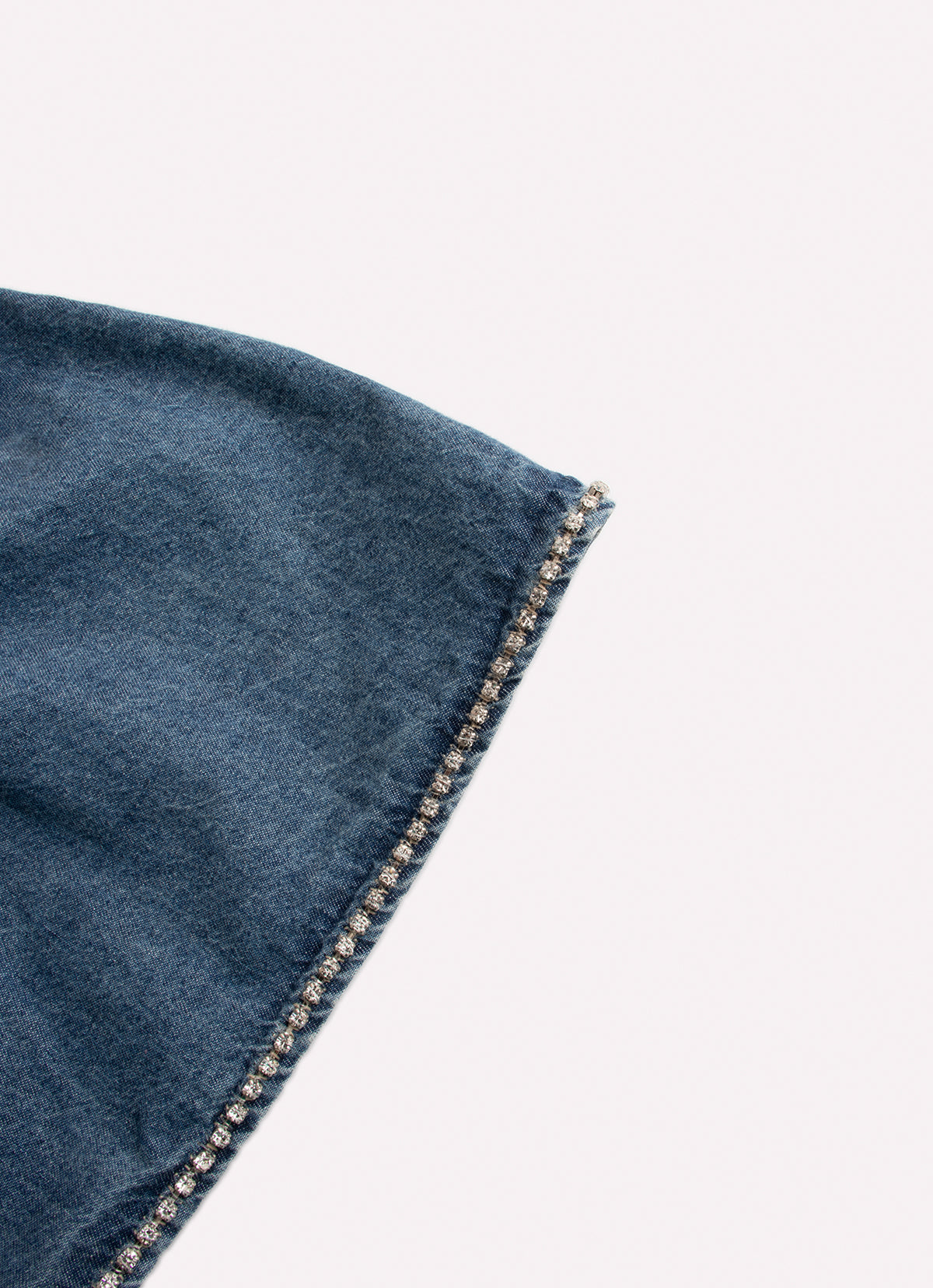 Blusa Cropped Jeans Fino Cristal Mangas