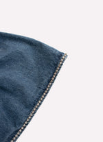Blusa Cropped Jeans Fino Cristal Mangas