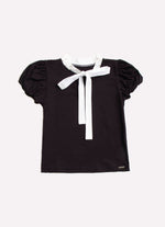 Blusa Algodão Gola Laço Bordados