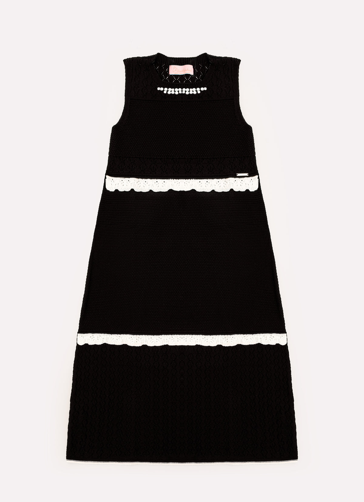 Vestido Tricot Longo Babados Rendado