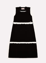 Vestido Tricot Longo Babados Rendado