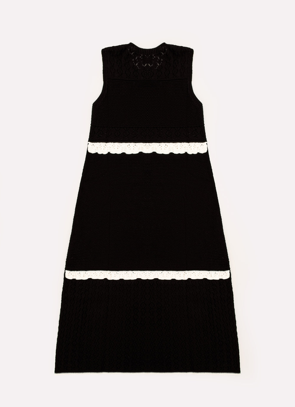 Vestido Tricot Longo Babados Rendado