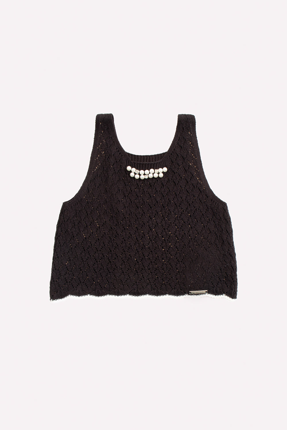 Blusa Tricot Cropped Rendada Bordado