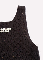 Blusa Tricot Cropped Rendada Bordado