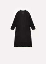 Maxi Casaco Tricot Rendado Bolsos