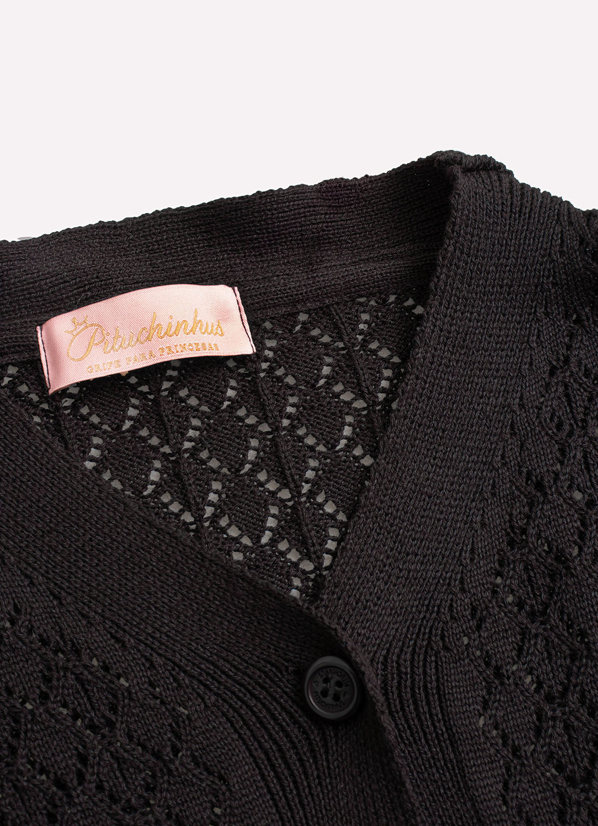 Maxi Casaco Tricot Rendado Bolsos