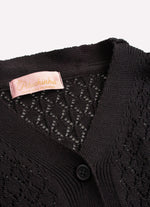 Maxi Casaco Tricot Rendado Bolsos