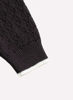 Maxi Casaco Tricot Rendado Bolsos