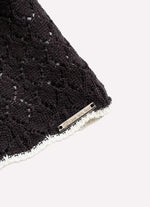 Maxi Casaco Tricot Rendado Bolsos