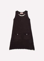 Vestido Tricot Rendado Bordados Decote