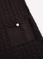 Vestido Tricot Rendado Bordados Decote