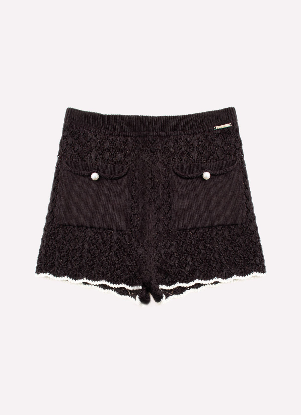 Short Tricot Rendado Bolsos