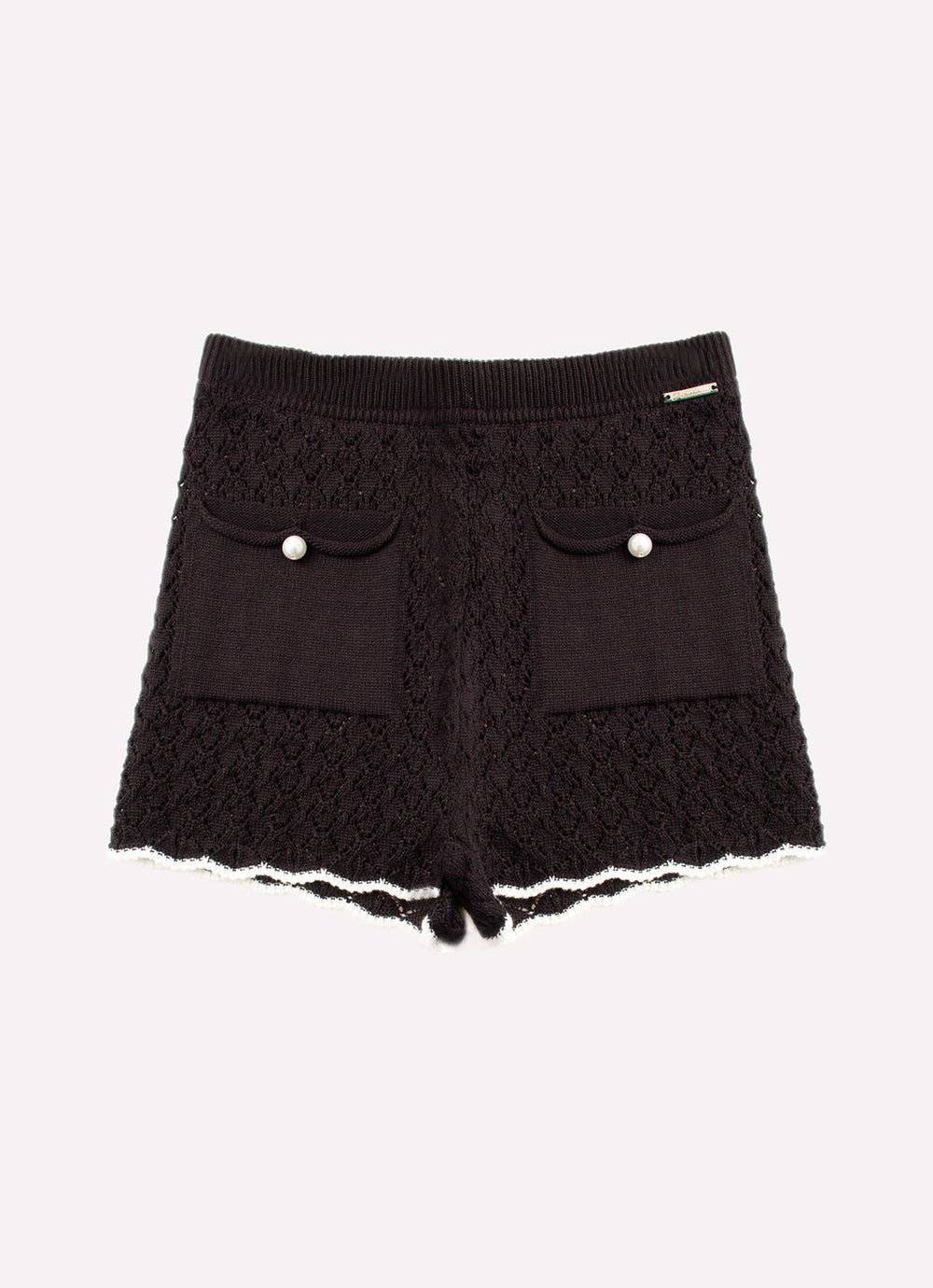 Short Tricot Rendado Bolsos