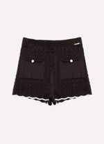 Short Tricot Rendado Bolsos