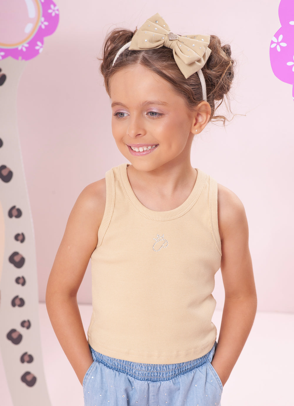Regata Cropped Ribana Pituchinhus  Bege Urso
