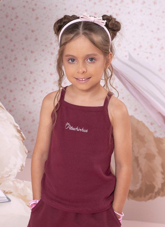 Blusa Ribana Alça Pituchinhus Vermelho Bordô