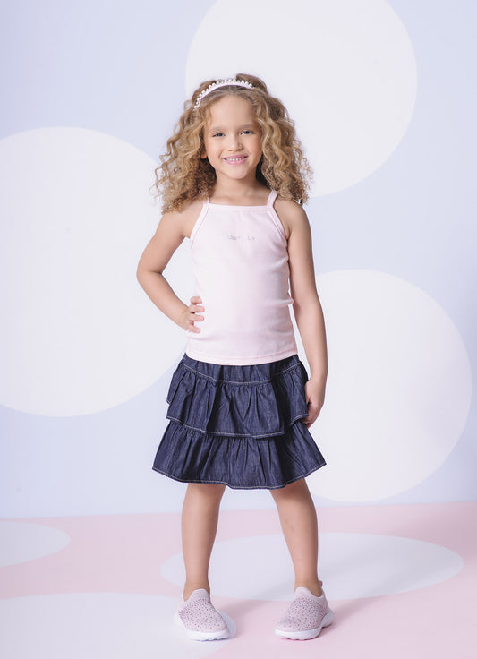 Blusa Ribana Alça Pituchinhus Rosa Pastel