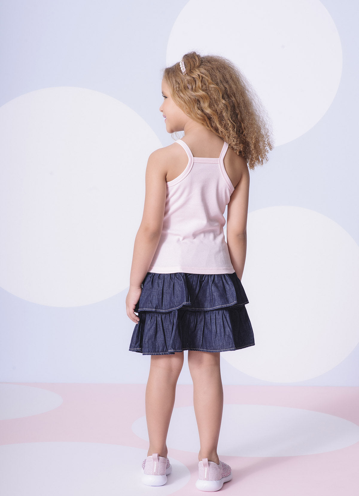 Blusa Ribana Alça Pituchinhus Rosa Pastel