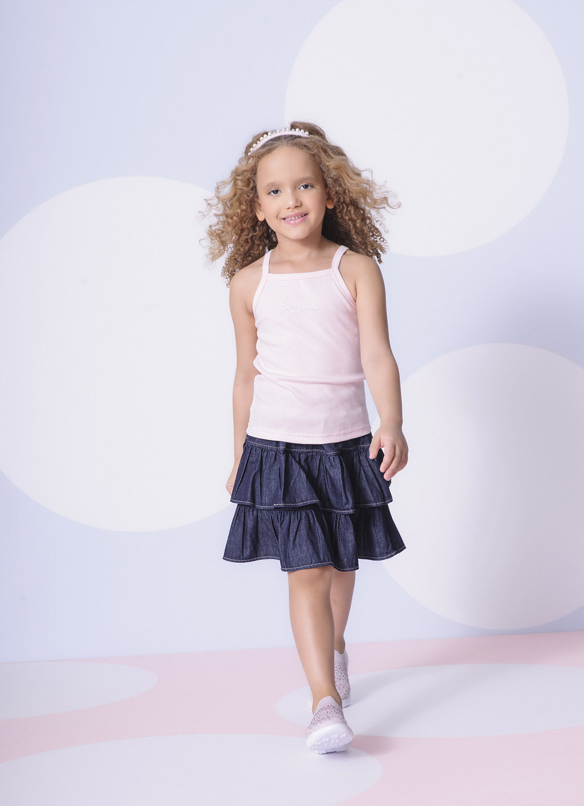 Blusa Ribana Alça Pituchinhus Rosa Pastel
