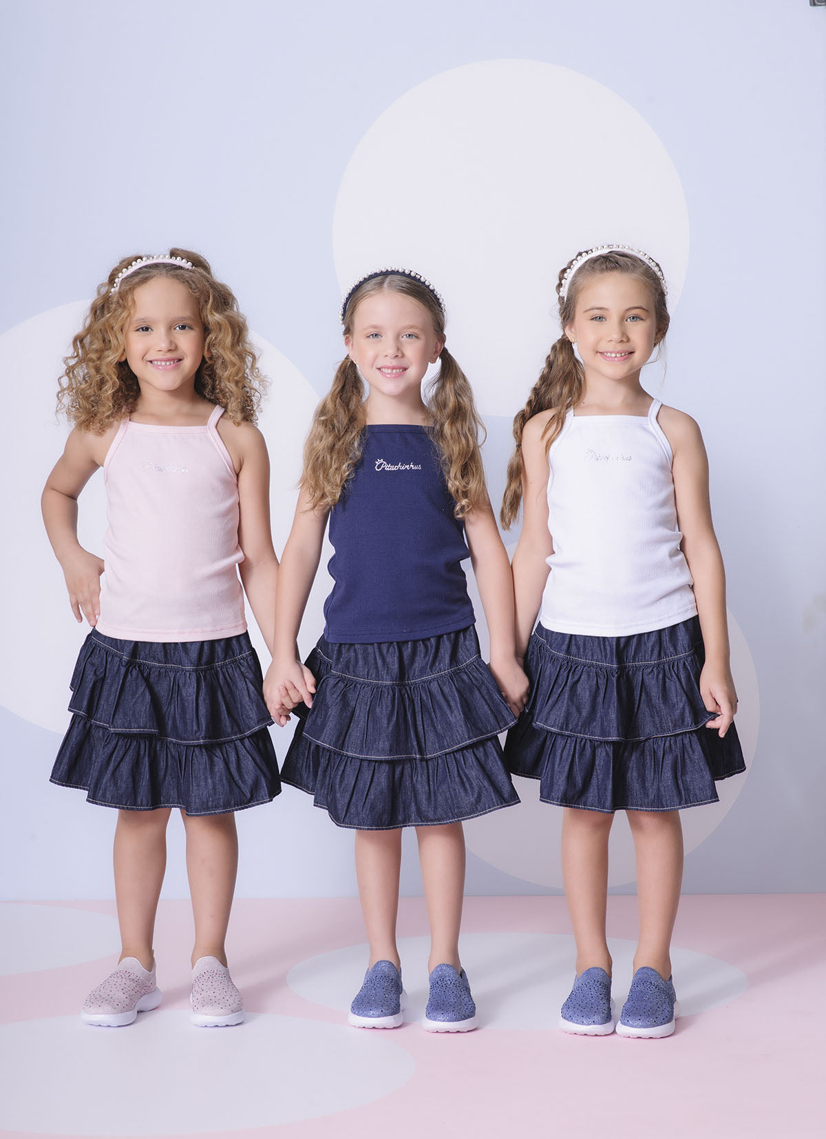 Blusa Ribana Alça Pituchinhus Rosa Pastel