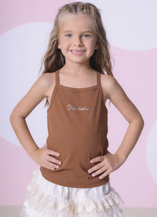 Blusa Ribana Alça Pituchinhus Marrom