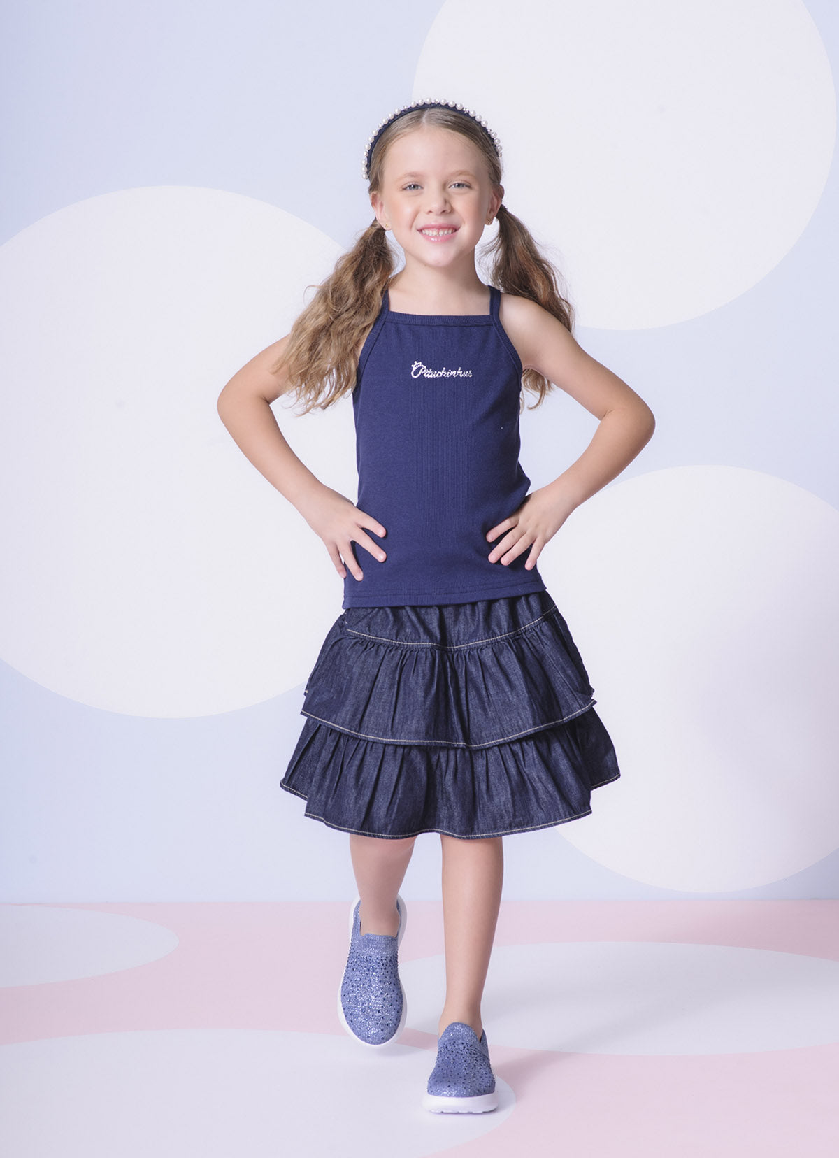 Blusa Ribana Alça Pituchinhus Azul Marinho