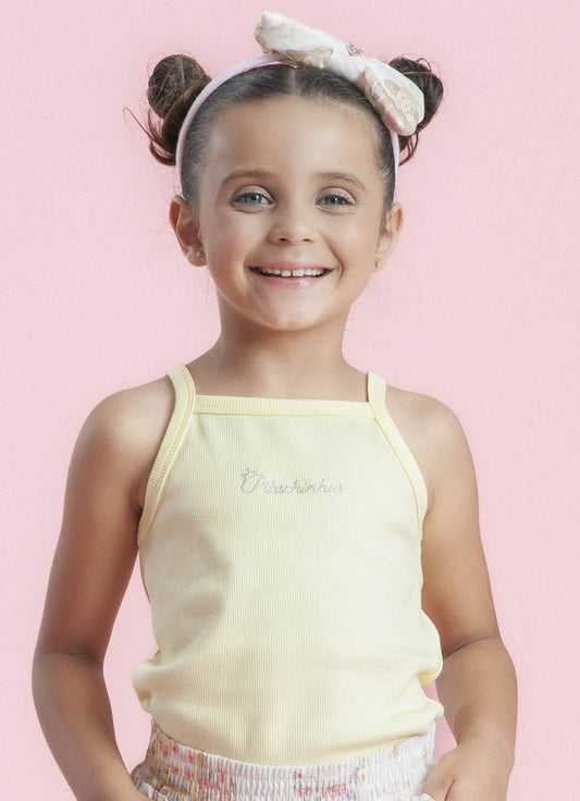 Blusa Ribana Alça Pituchinhus Amarelo Manteiga