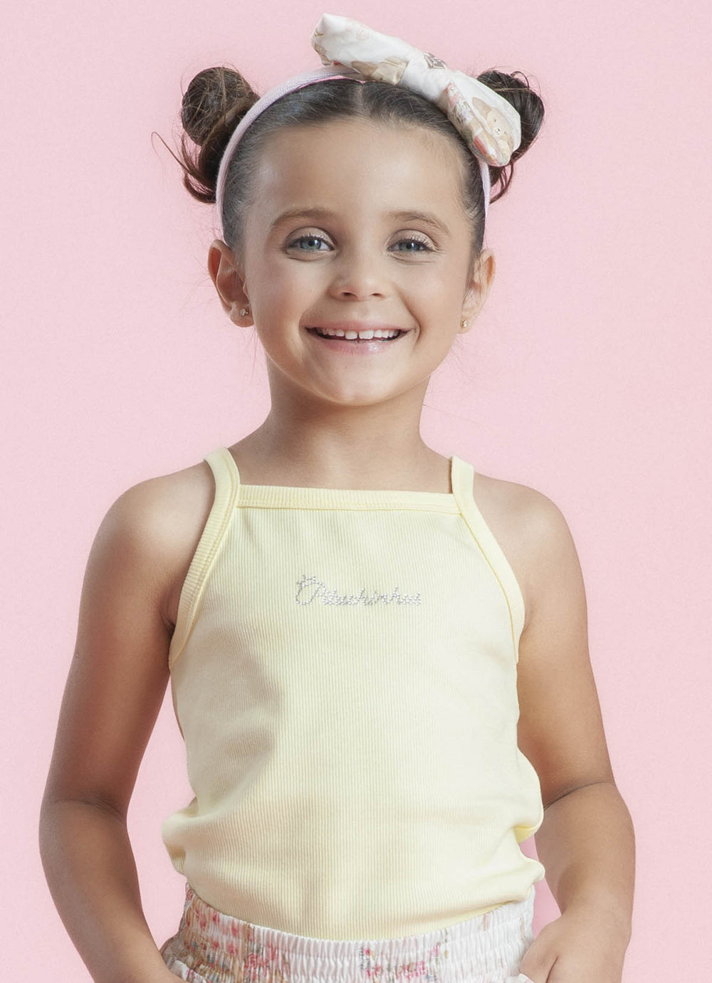 Blusa Ribana Alça Pituchinhus Amarelo Manteiga