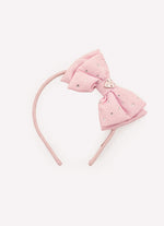 Arco Laço Liso Puffer Cristais Rosa Fada