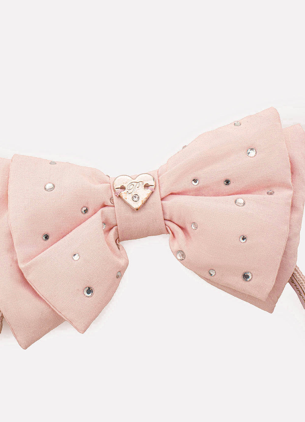 Arco Laço Liso Puffer Cristais Rosa Fada