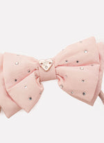 Arco Laço Liso Puffer Cristais Rosa Fada