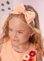 Arco Laço Liso Puffer Cristais Laranja