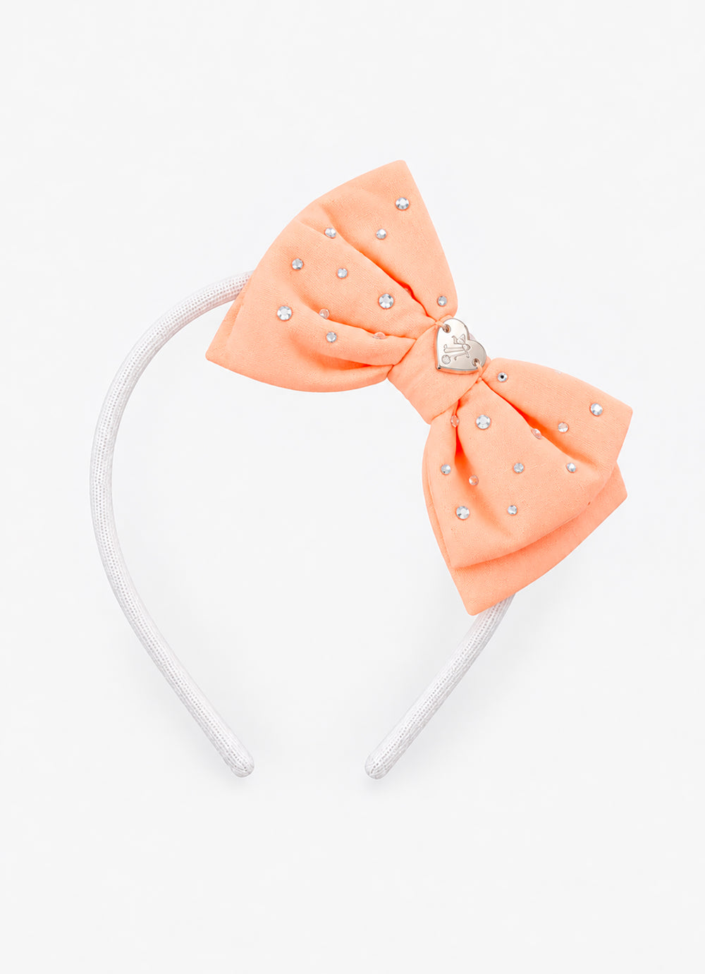 Arco Laço Liso Puffer Cristais Laranja