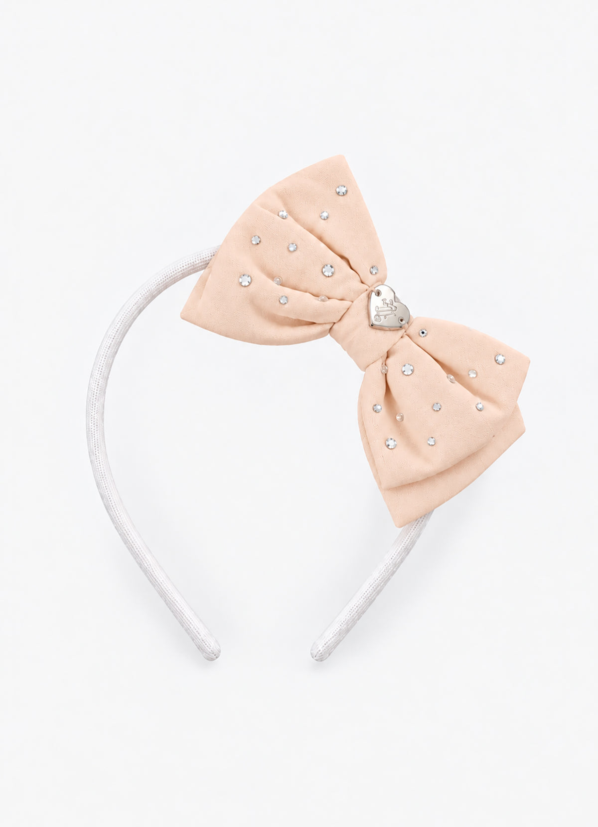 Arco Laço Liso Puffer Cristais Bege