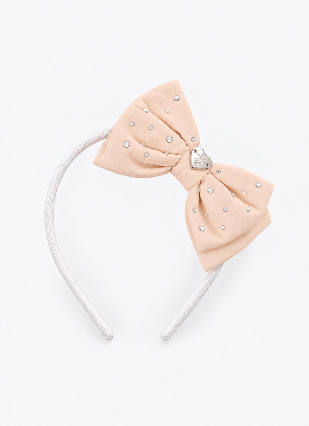 Arco Laço Liso Puffer Cristais Bege
