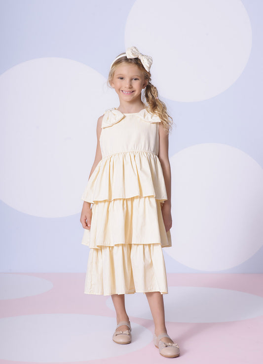 Arco Laço Liso Puffer Cristais Amarelo Claro