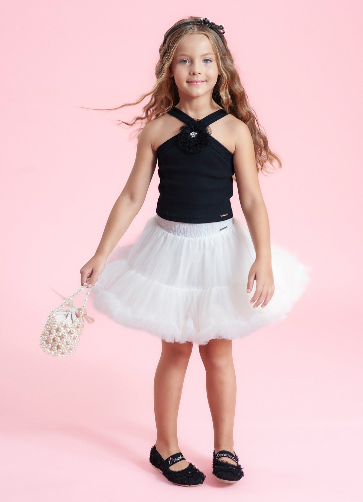 Saia Short Tule Babado Frufru