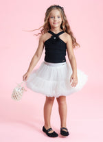 Saia Short Tule Babado Frufru