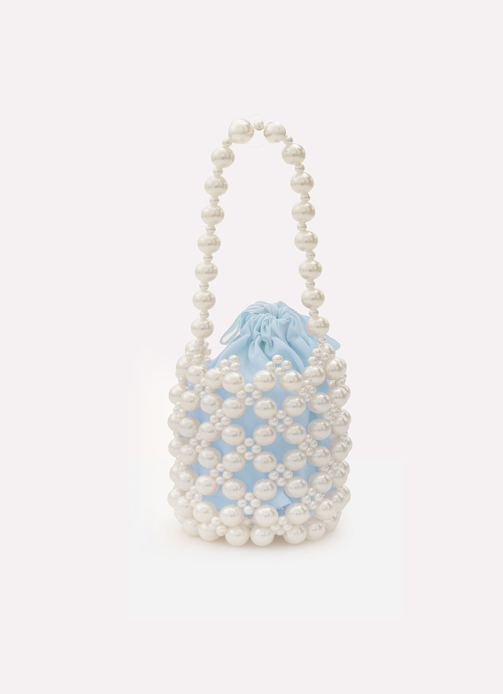 Bolsa Festa Pérolas Forro Liso Azul Claro