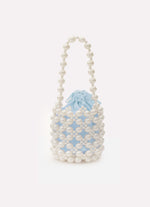 Bolsa Festa Pérolas Forro Liso Azul Claro