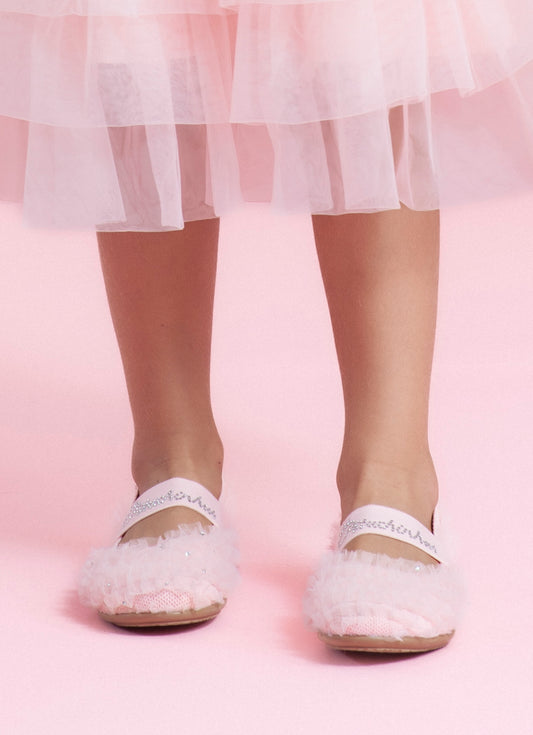 Sapatilha Knit Frufru Tule Cristais