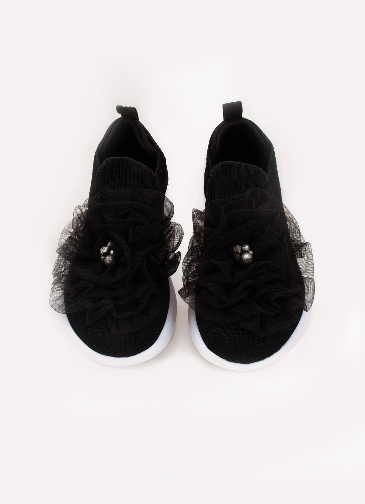 Tênis Knit Flor Tule Bordados