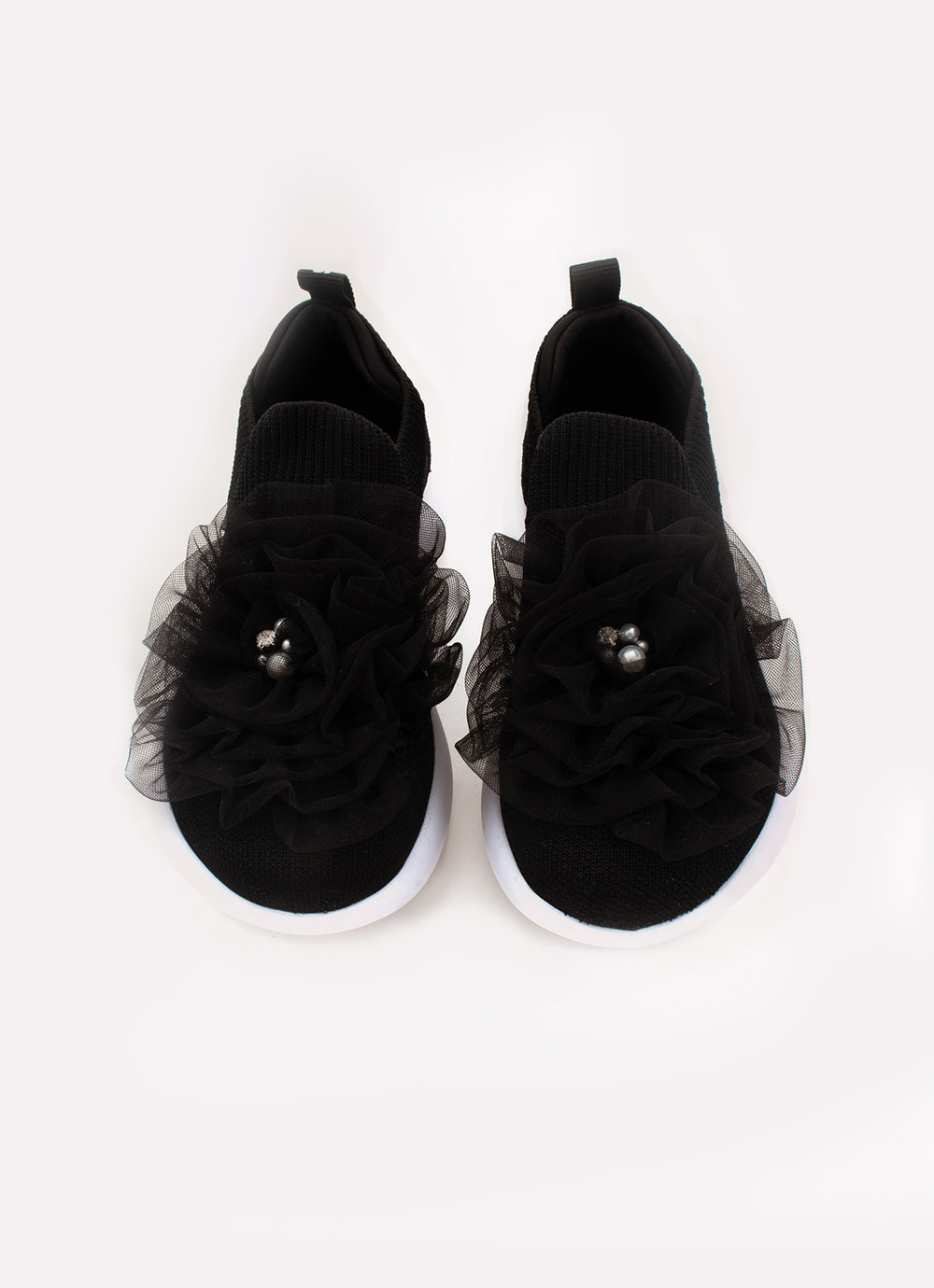 Tênis Knit Flor Tule Bordados