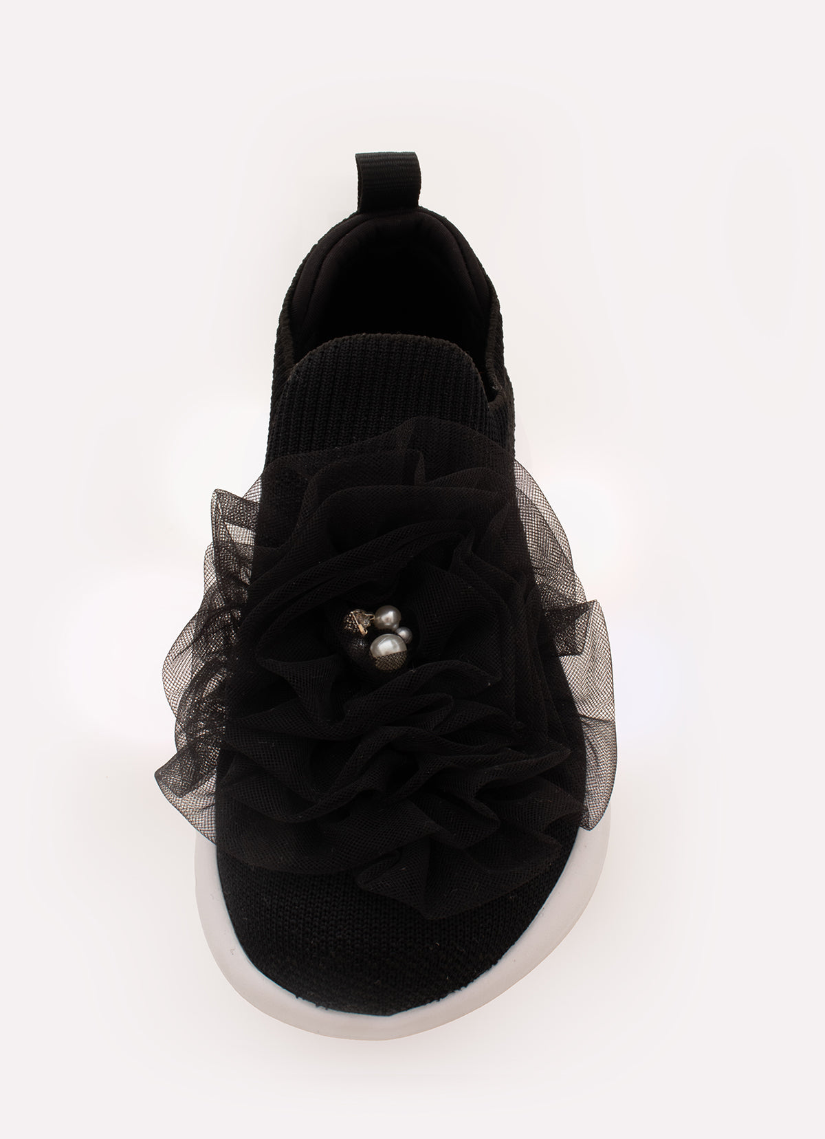 Tênis Knit Flor Tule Bordados
