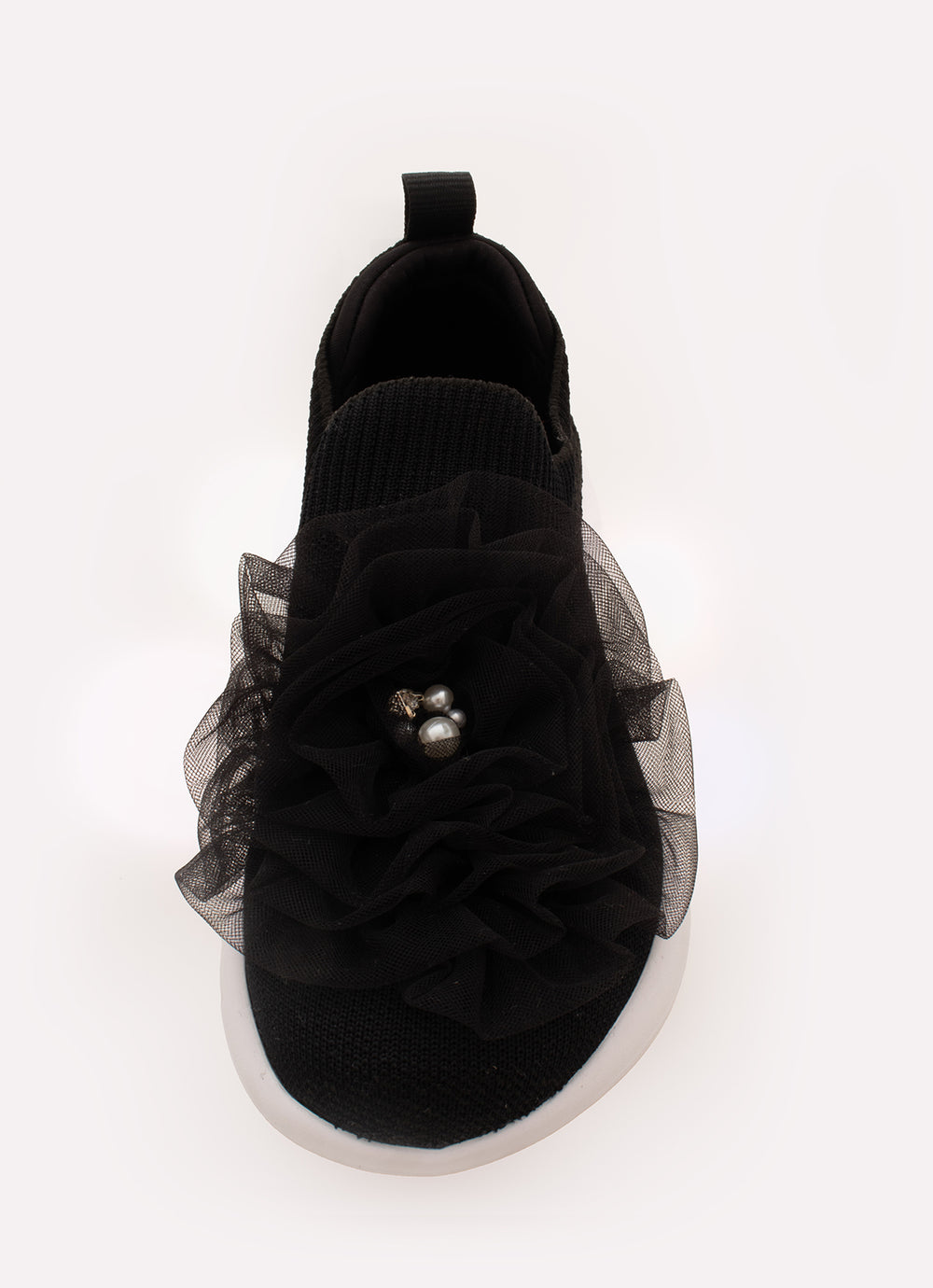 Tênis Knit Flor Tule Bordados