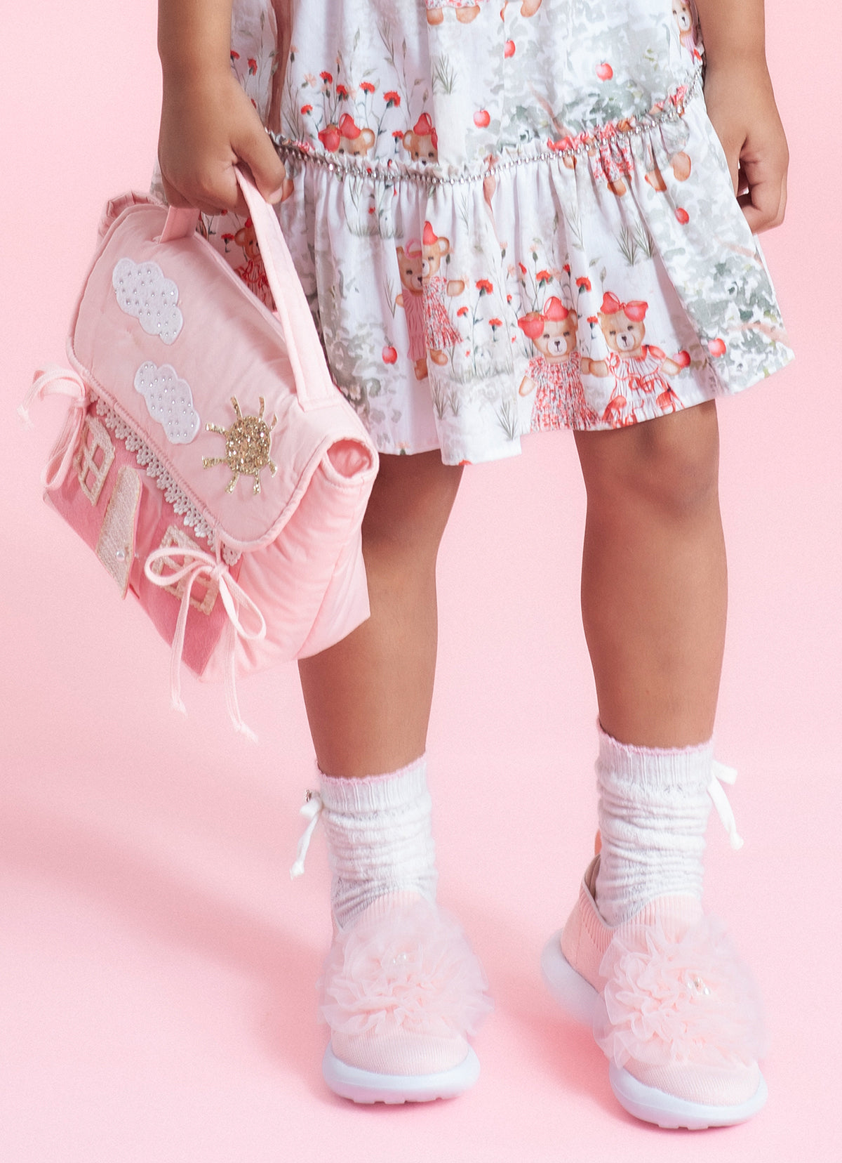 Tênis Knit Flor Tule Bordados
